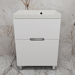 Style Line Тумба с кварцевой раковиной жасмин раковиной Матис 60 белая матовая – фотография-2